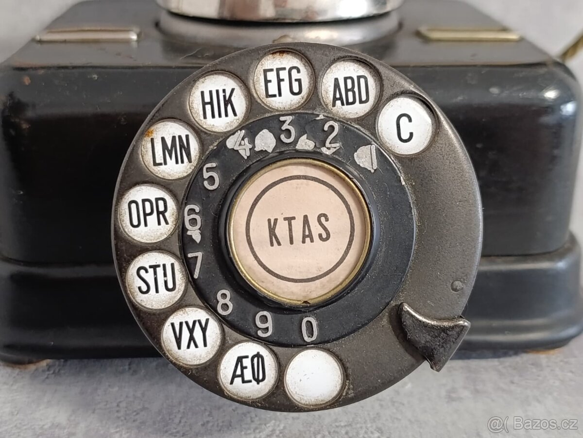 Velmi starý těžký dánský kovový telefon KTAS D08 - 14