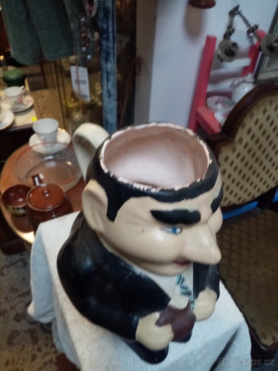 Starožitný keramický glazurovaný džbán - 14