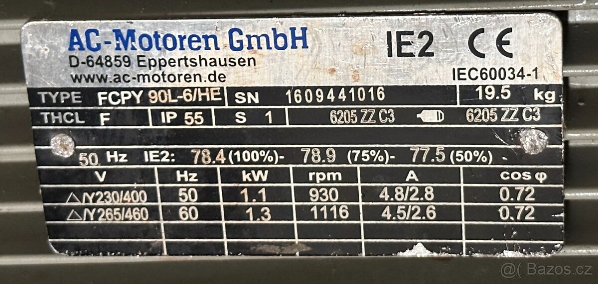 Třífázový elektromotor 400V 0.37 0.55 1.1 1.5 2.2 4 5.5kW - 14