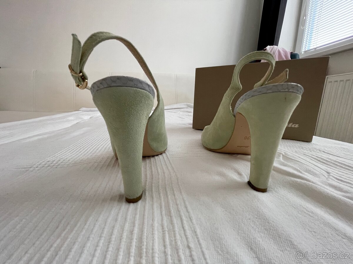 Set - Světle zelené společenské šaty a lodičky vel. 38 - 14
