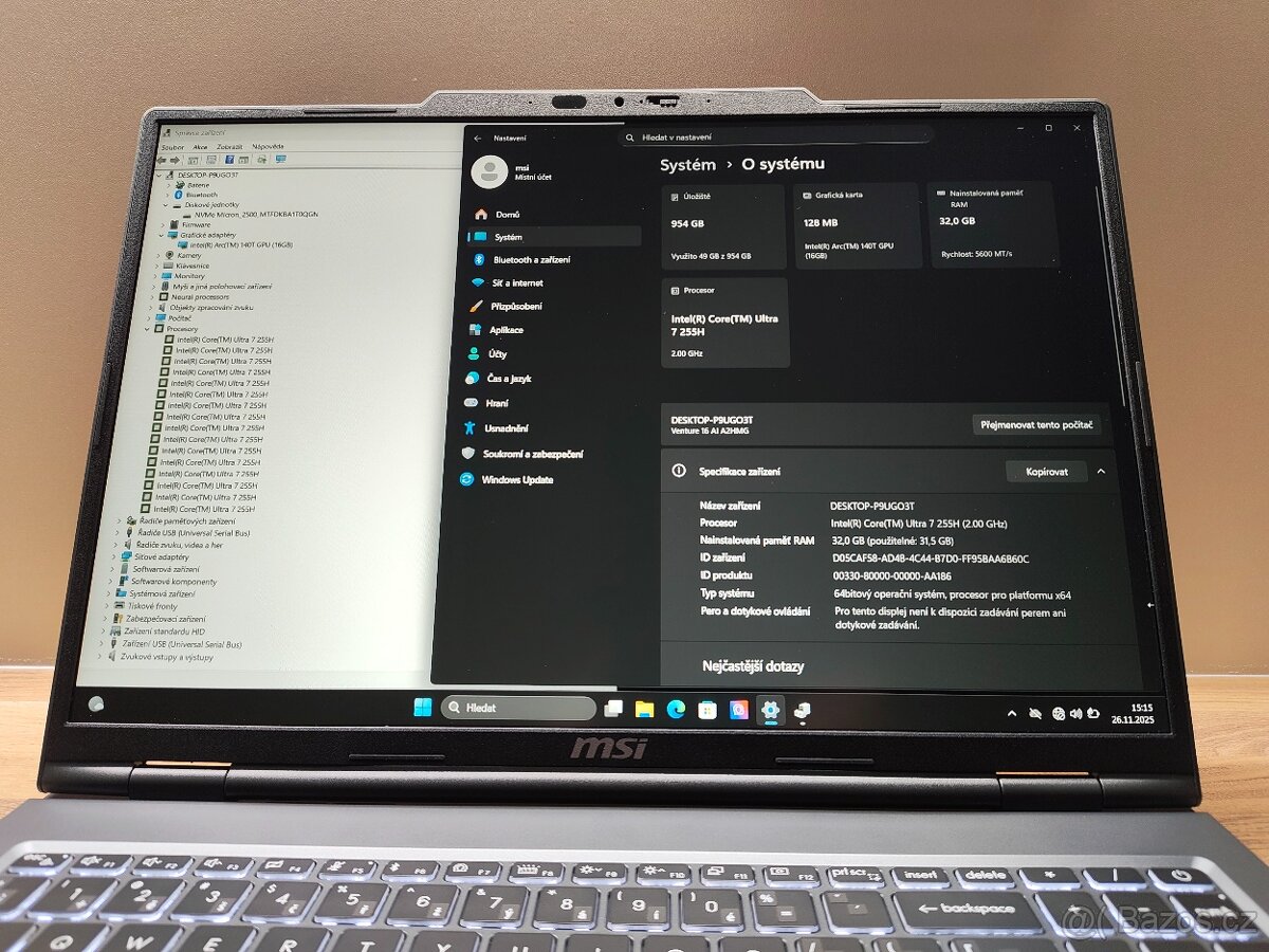 16" 144HZ_MSI VENTURE 16 AI_ULTRA 7 255H_32GB_INTEL ARC 140 - 14