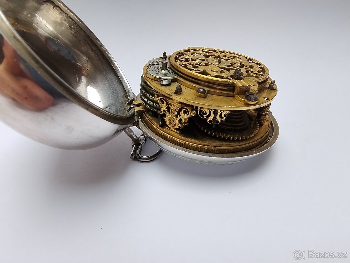 Stříbrné hodinky špindlovky oignon 18. století - 14