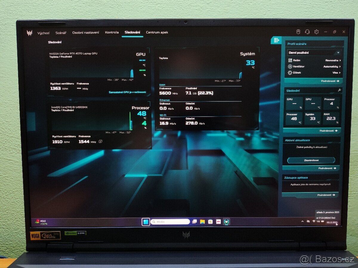 Obří 18 Predator Neo,i9-14th,4070-140w-RTX,32gb,QHD,-NOVÝ - 14