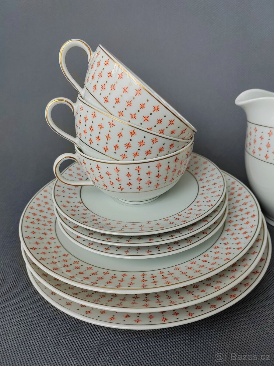 Krásná starožitná porcelánova sada Kaestner Saxonia 1929-37 - 14
