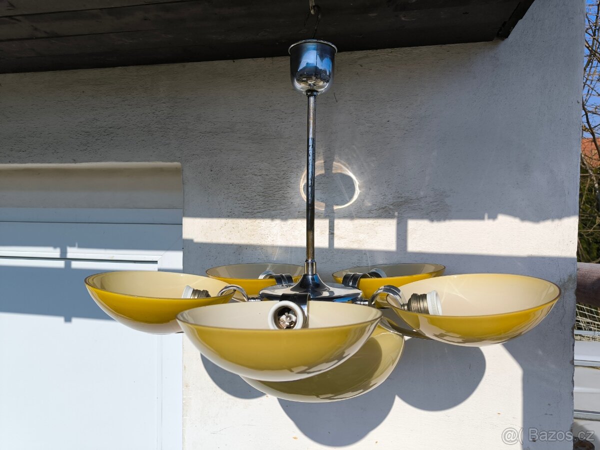 Funkcionalistický Art Deco chromový lustr - 14