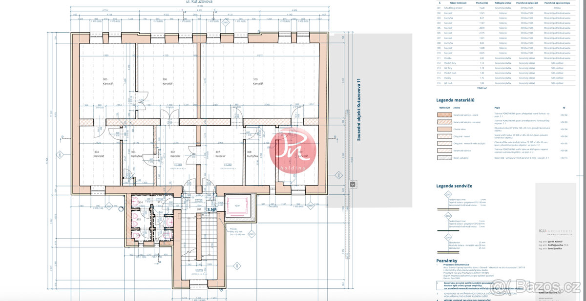 Reprezentativní kancelářské patro – 161,23 m², Kutuzovova | - 14