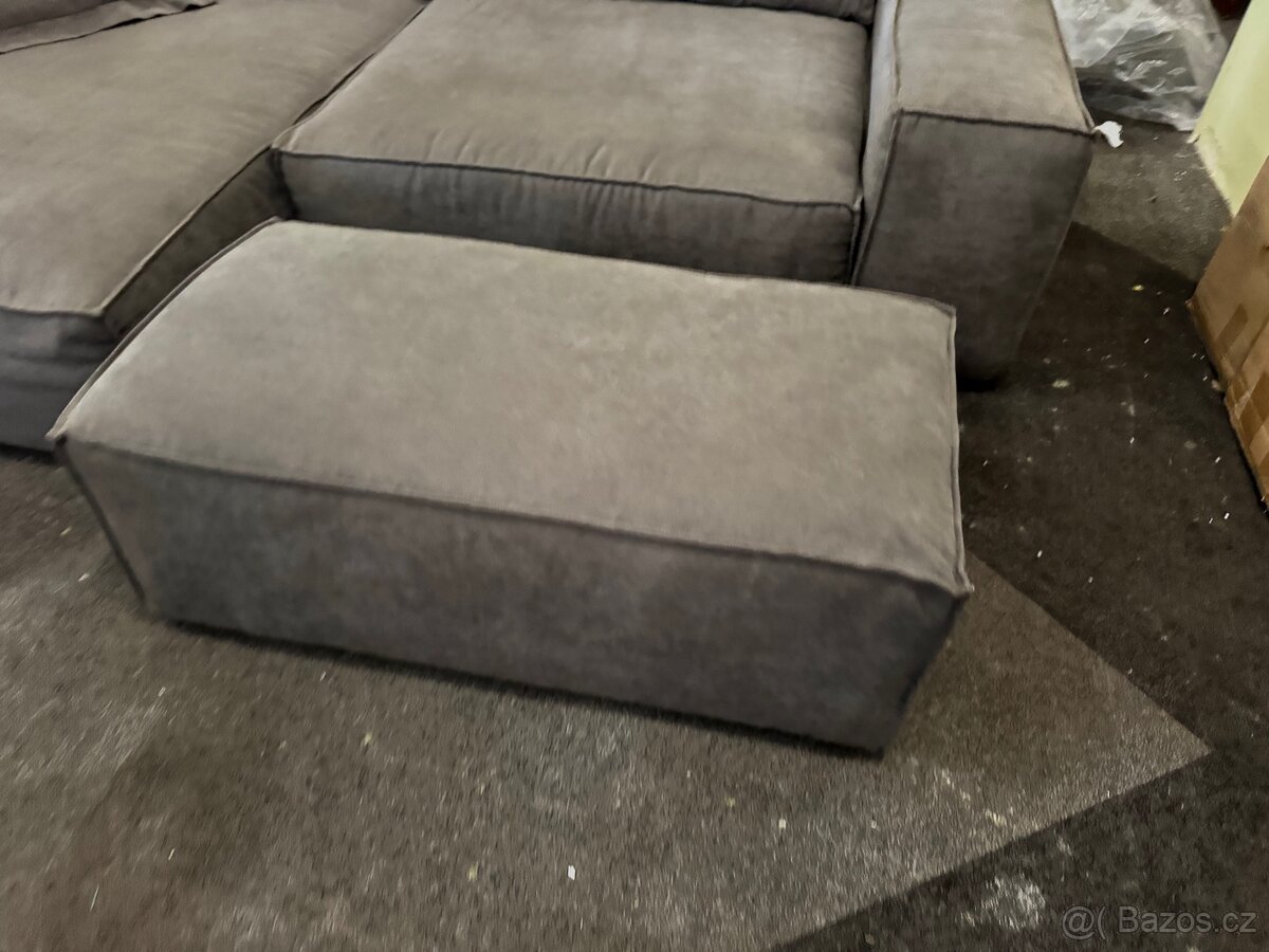 NOVÁ hnědá Sedací souprava Sirpio 270cm s taburetem Tkanina - 14