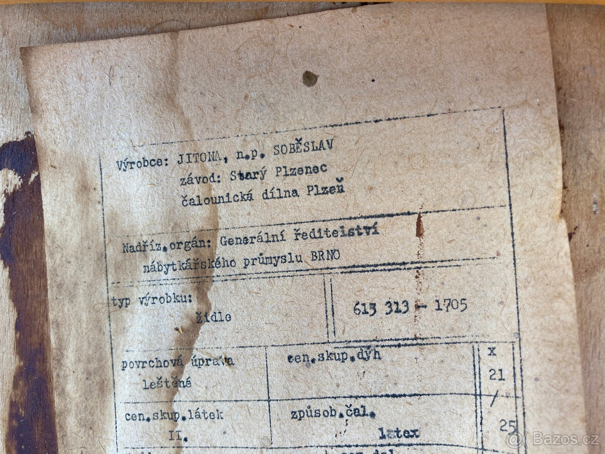 Židle dřevěná ohýbaná čalouněná látkou RETRO 500 kč - 14