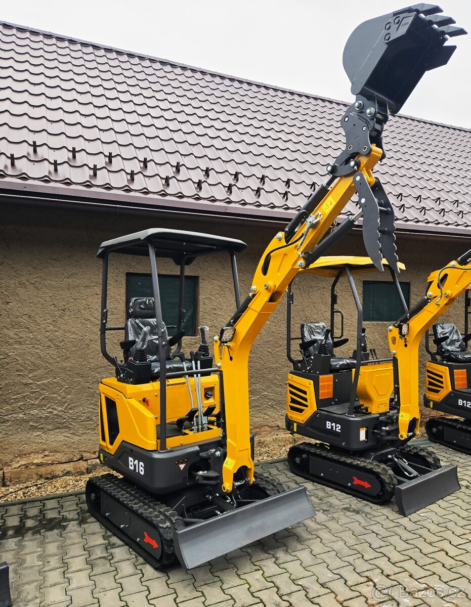 Minibagr 1,6t – Laidong 16kW, joysticky, hodně příslušenství - 14