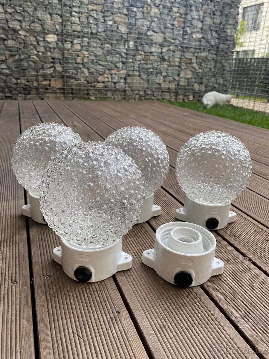 Retro porcelánové svietidlá DDR bublinkové & kryštál. - 14