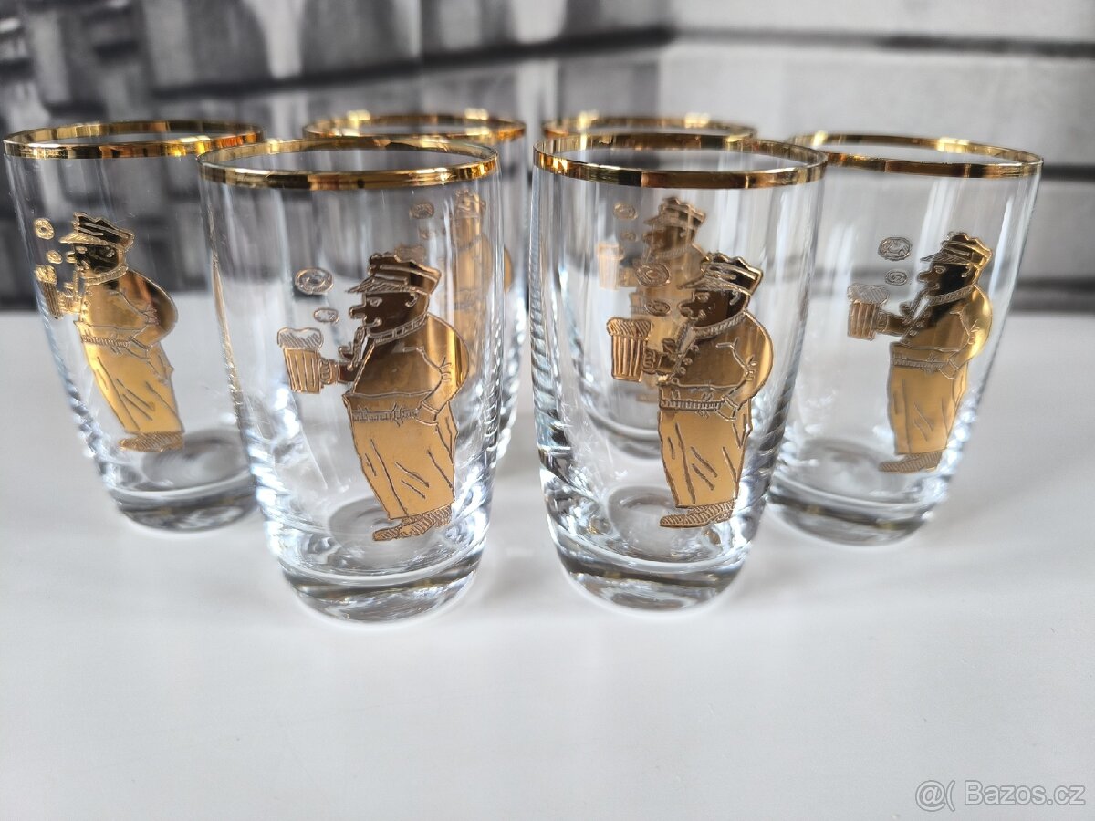 Sada 6ti ks starožitných skleniček - Švejk - 14