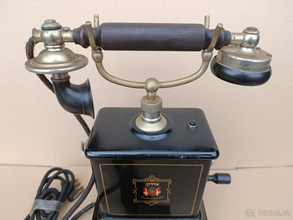 Velmi starý dánský telefon Jydsk, krásný kus - 14