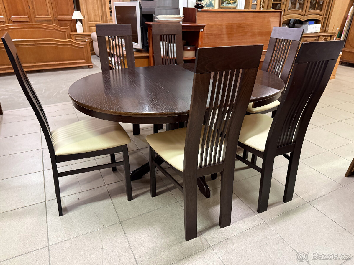 třikrát set dubový stůl se šesti židlemi - 14