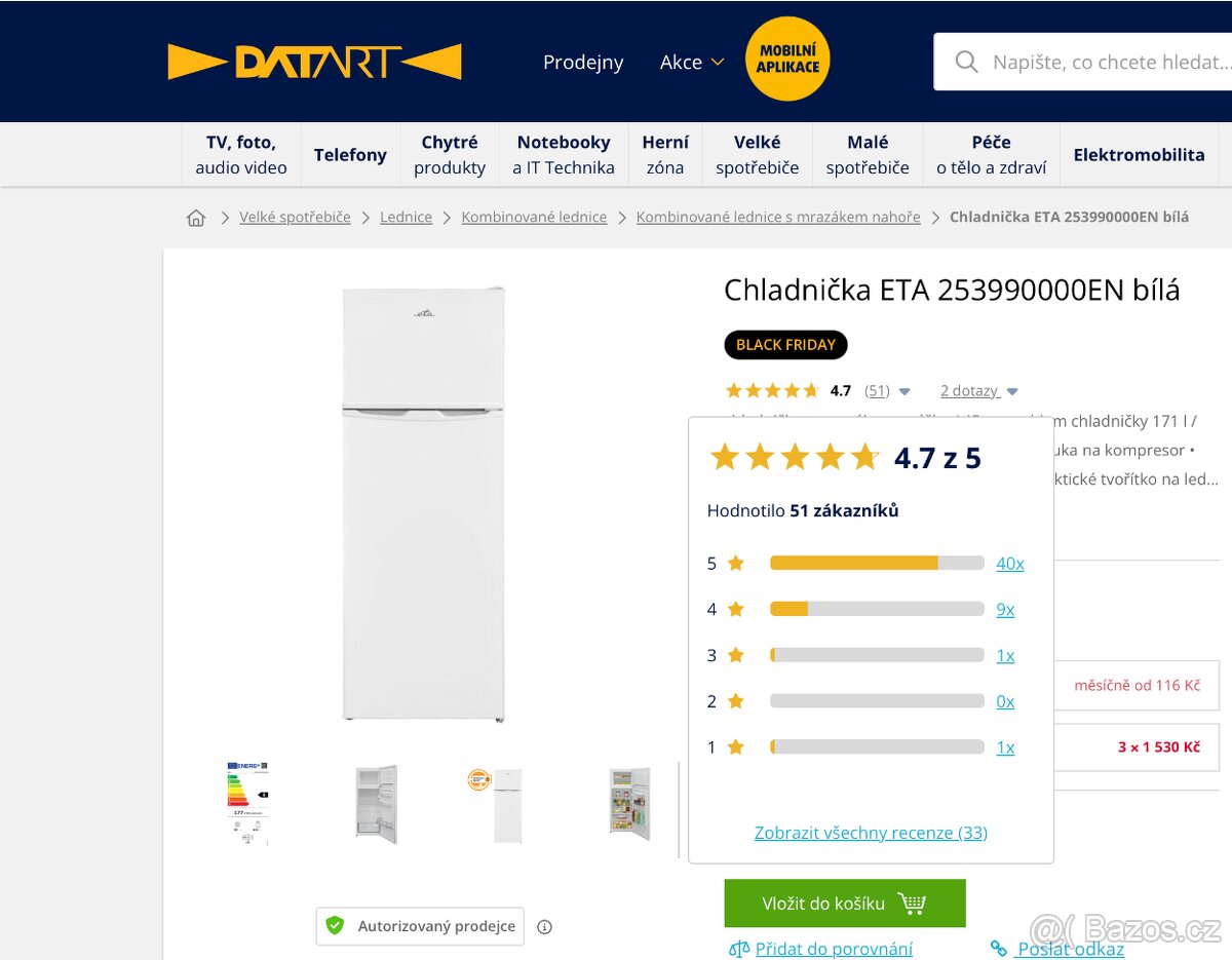 Lednice ETA (rok stará V ZÁRUCE, bez poškození) - 14