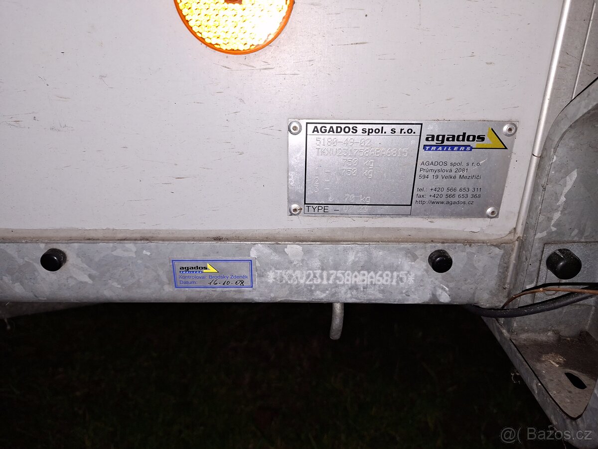 Prodám kvalitní vozík Agados brždění náprava 1350kg - 14