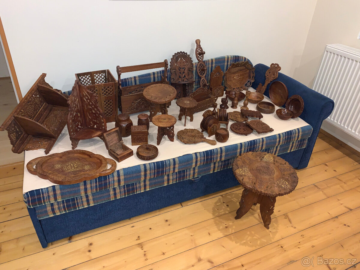 Indické dřevo dekorace 39ks_1980 - 1985 zachovalý stav - 14