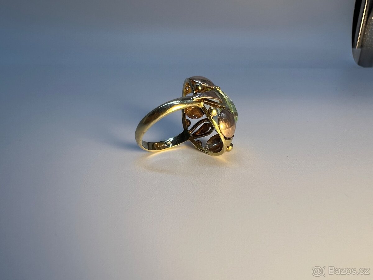 Krásný zlatý prsten - peridot - 14