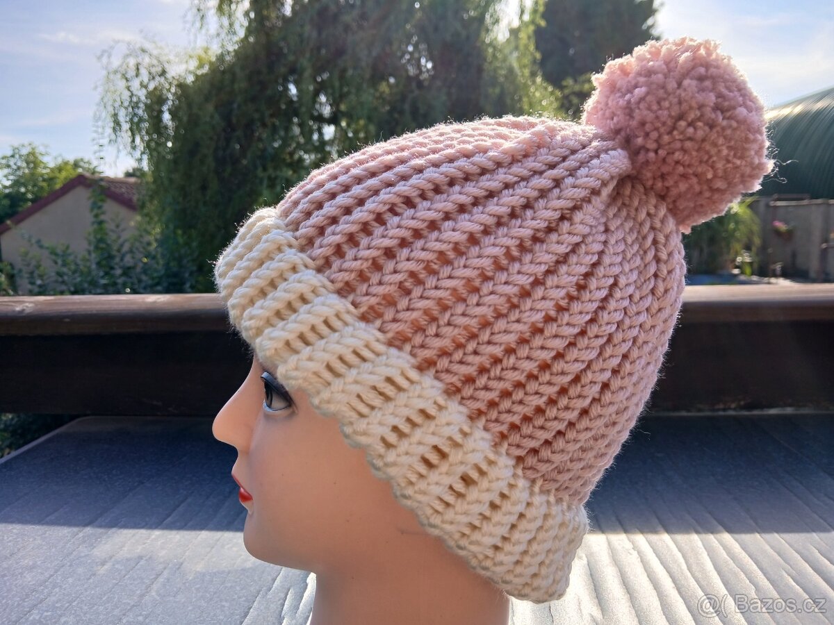 Nový pletený kulich dvojitý lem - 14