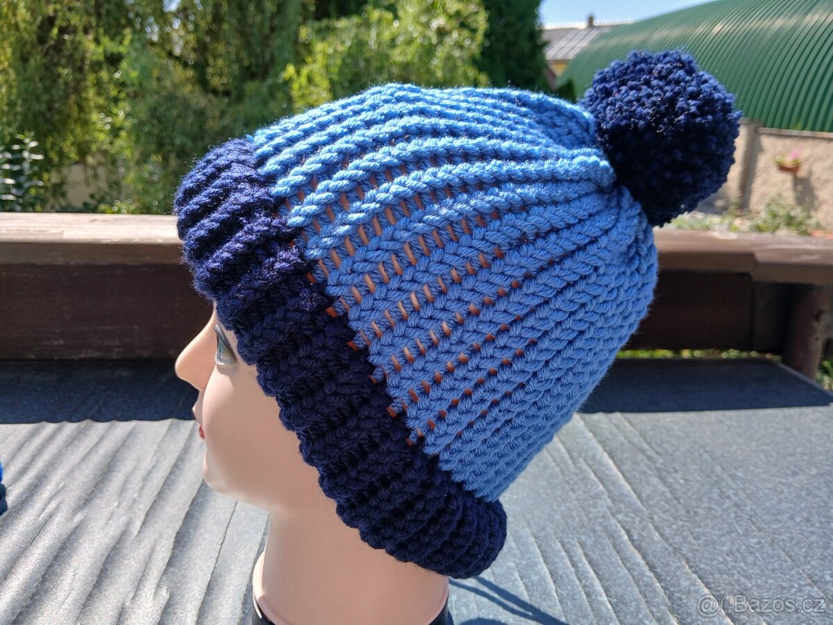 Nový pletený kulich dvojitý lem. - 14