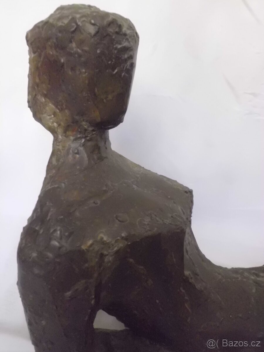 UNIKÁT - Starožitná Kubistická Kovová ART Plastika - ŽENA - 14