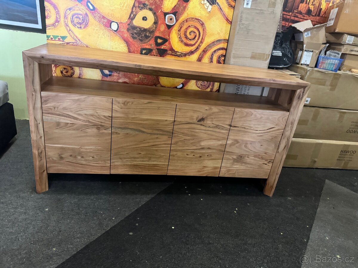 Krásná NOVÁ vysoká Komoda Assuan 173 cm dřevo Akát - 14