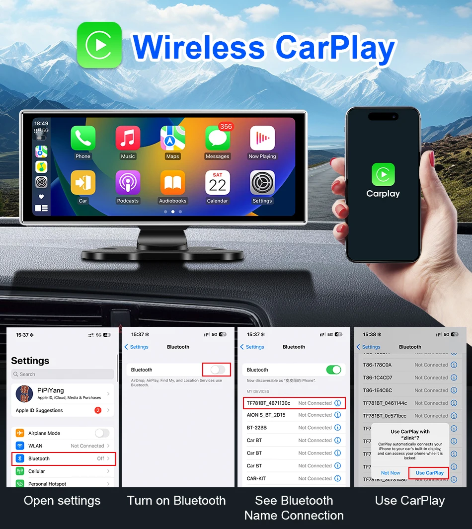 11,26" displej do auta, Android auto, Airplay, 2x kamera - 14