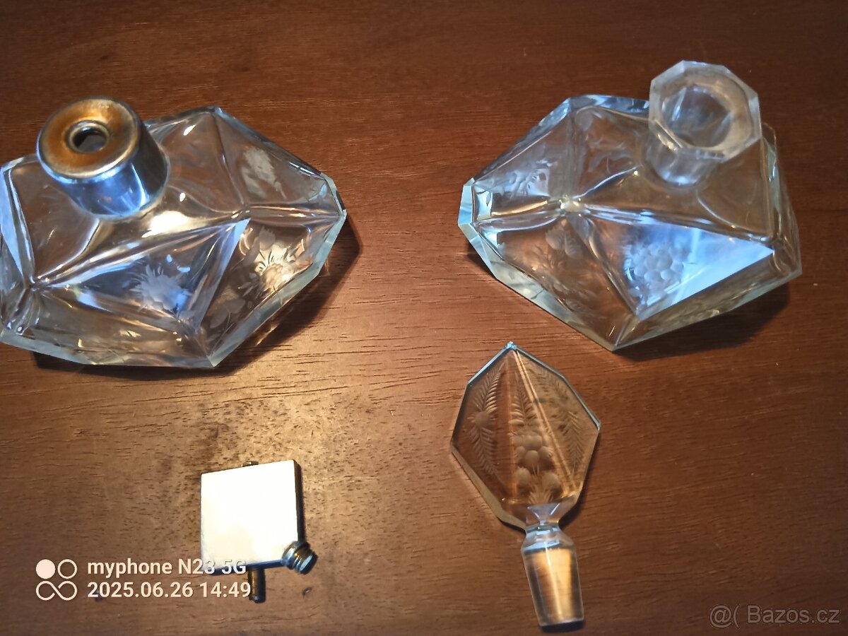Stary křišťál brus mísy,karafa stamprle - 14