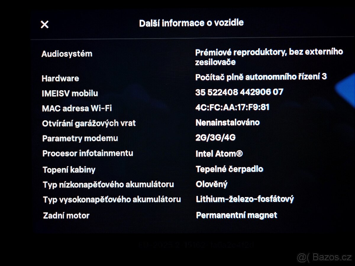 Tesla Model 3 Standard Range Plus 239 kW SOH 94,0% (ODPOČET - 14