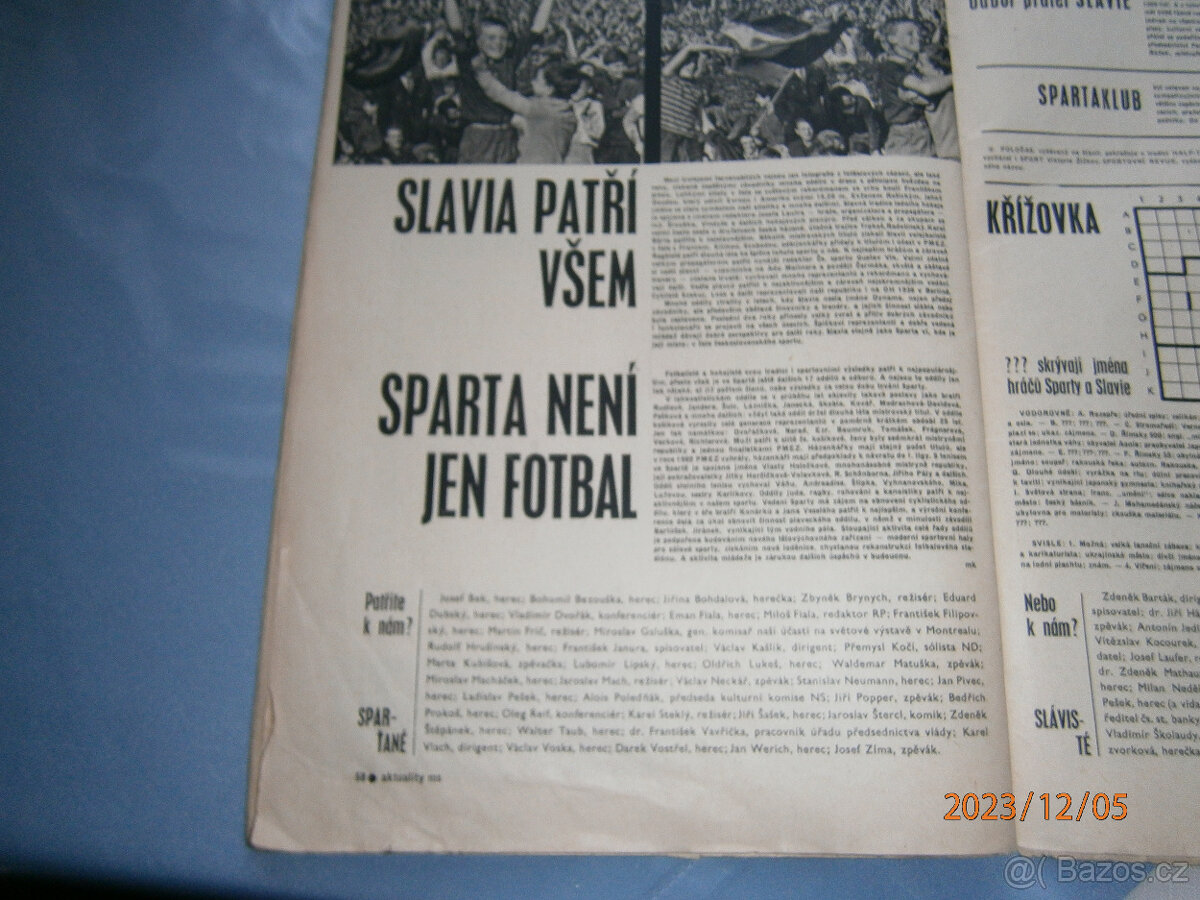 časopis SPARTA JE,KDYŽ JE SLAVIA,rok 1966,66 stran - 14