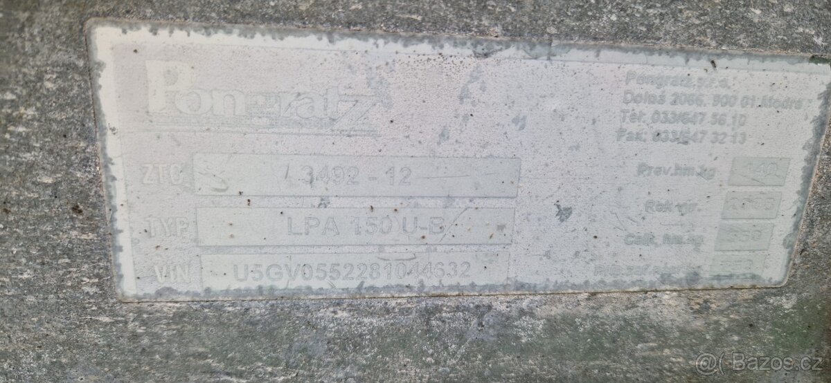 Přívěsný vozík, kára s plachtou - nová STK - 14