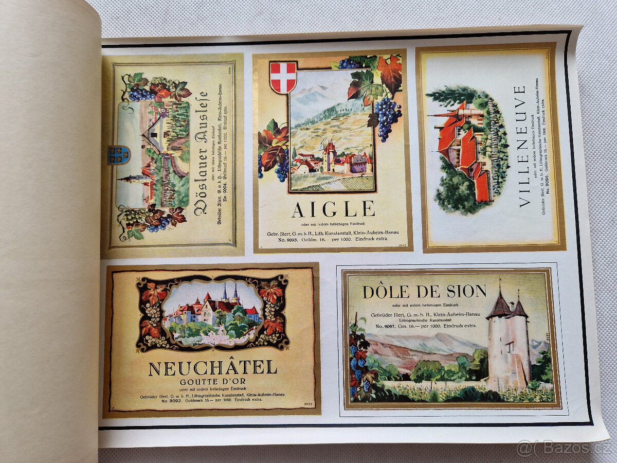 Starý reklamní vzorník etikety víno likér 1930 litografie - 14