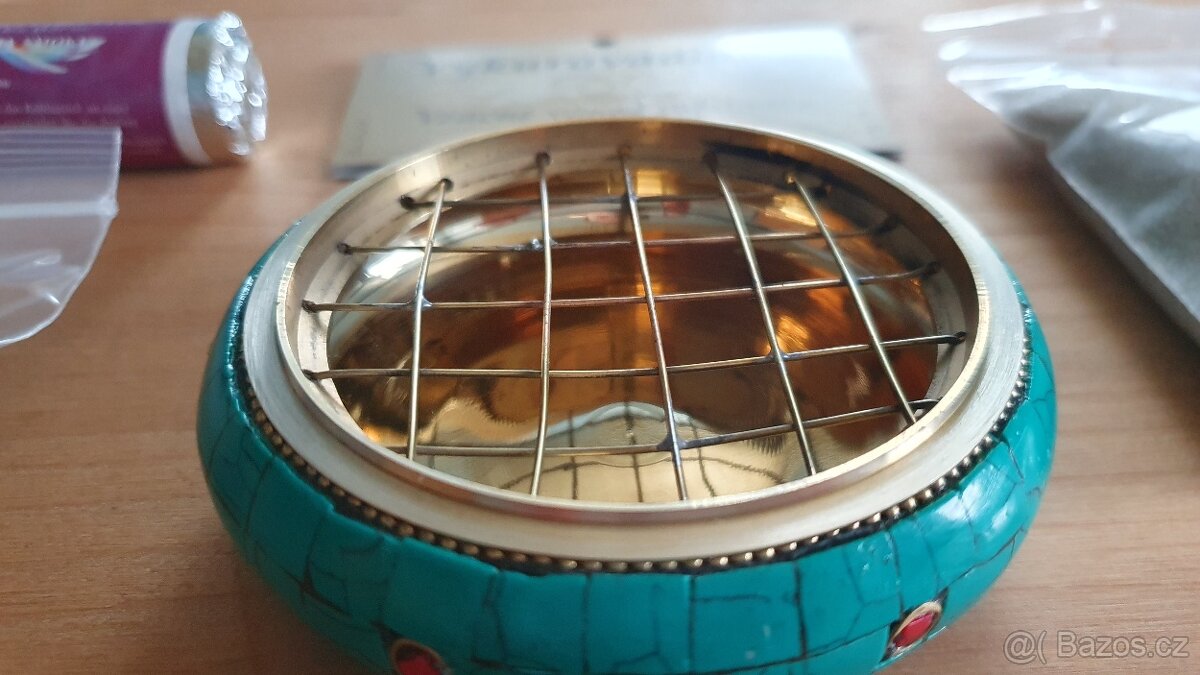 Mosazná miska s Tyrkysem, Korálem a Lapis Lazuli plus zdarma - 14