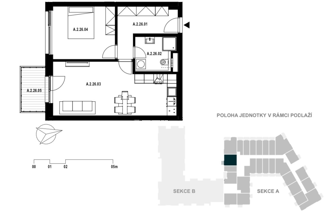 Byt 2+kk 55,6m2 s balkónem 4,7m2 - 14