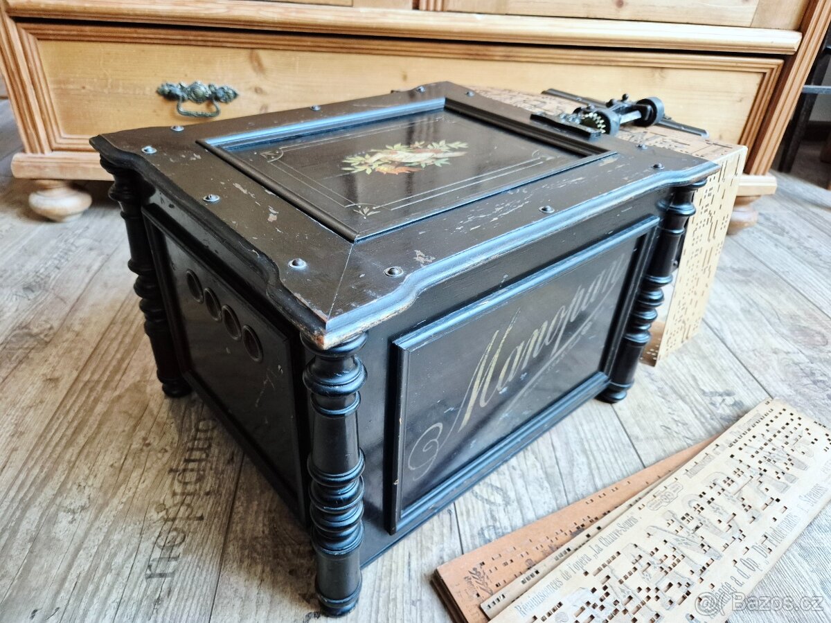 Starožitný hrací stroj, flašinet MANOPAN, 1887 - 1900 - 14