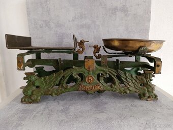 Starožitná figurální litinová váha Sperling DRACI rok 1936 - 14