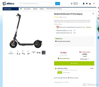 Elektrokoloběžka Segway Ninebot F2 E, jak nová, 32km/h - 14