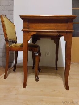Barokní židle + taburet, rustikální, starožitný nábyte - 14