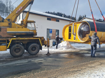 Venkovní oválná sauna s panoramatickým oknem s odpočívárnou - 14