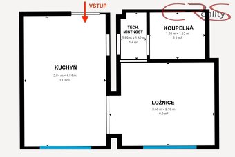 Byt 1+kk, 31 m2 - Jablonec nad Nisou, ev.č. 00577 - 14