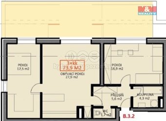 Pronájem bytu 3+kk, České Budějovice, ul. Novohradská - 14