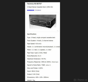 TECHNICS RS-BX707 Cassette Deck 3Head/Dolby B-C - 14
