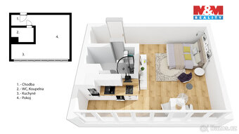 Prodej bytu 1+kk, 27 m², Hradec Králové, ul. Severní - 14
