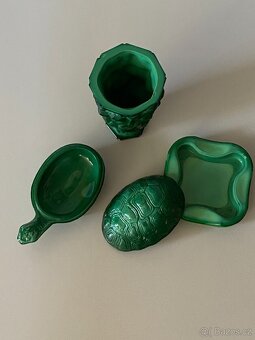 váza malachit popelník želva zelené sklo malachit - 14
