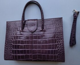 Kabelka elegantní, pracovní aktovka-diplomatka fialová kůže - 14