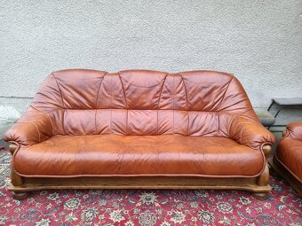 XXL Rustikální kožená sedací souprava 3 - 2 - 1, stolek - 14