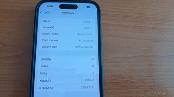 Iphone 15 pro 256GB blue titanium, V ZÁRUCE, prasklá záda - 14