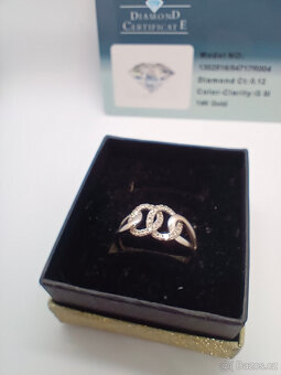 Prsten s diamanty, dámský z bíleho zlata, certifikované - 14