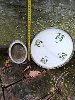 Set starý modrý smalt,secesní podnos, tácek s perletí - 14