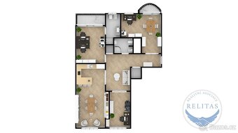Pronájem klimatizovaného bytu 4+kk, 124 m² + 2xB, 3 neprůcho - 14
