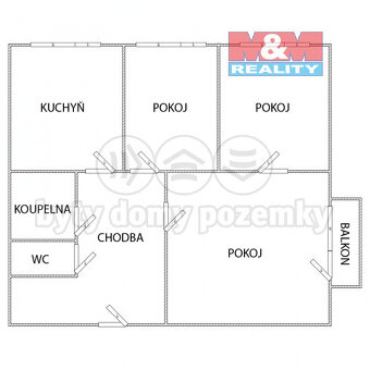 Pronájem bytu 3+1, 66 m², Žatec, ul. Šafaříkova - 14